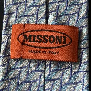 Missoni made in Italy baby blue zig zag tie..